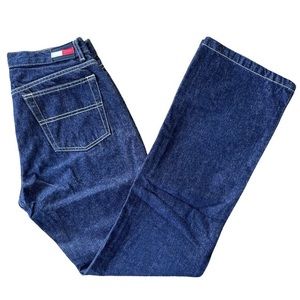 90s Y2K TOMMY HILFIGER Dark Wash Low-Rise Straight Leg Jeans